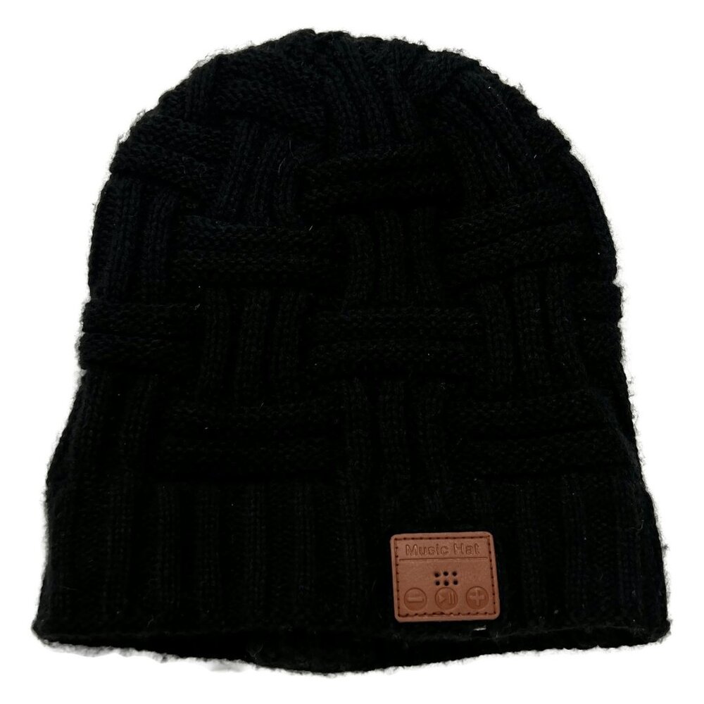 Music Hat Beanie Black Cable Knit Winter USB